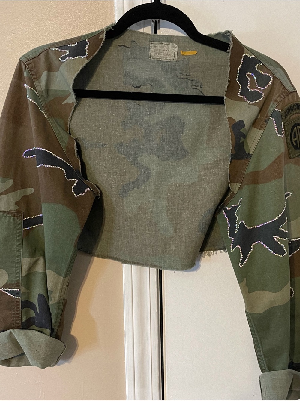 Custom Rhinestone cropped Camo